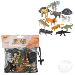 Safari Animal 12 Piece Play Set in Mesh Bag