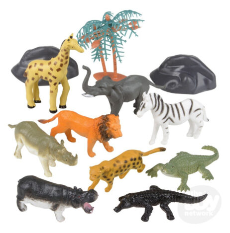 Safari Animal 12 Piece Play Set in Mesh Bag